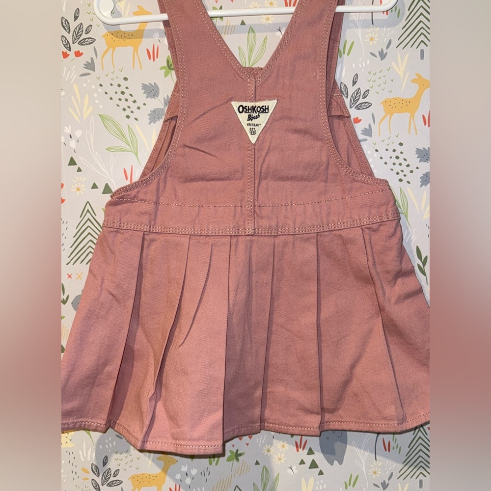 Oshkosh Bgosh Toddler 100% Cotton Pink Pleated Vestbak Overall Dress 24 Months - Picture 7 of 8